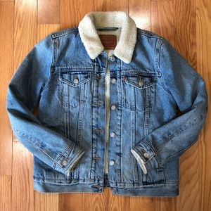 Levi’s Sherpa denim jacket fur fuzzy small coat
